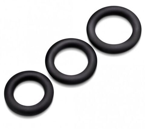Набор из трех черных колец для усиления и поддержания эрекции - Pink Vibe PV-10020