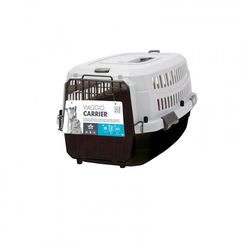 Контейнер-переноска для животных до 4,5 кг, цвет черный с серым, 48,3х32х25,2 см MPets