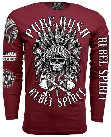 Футболка лонгслив REBEL SPIRIT LONG SLEEVE Burgundy Rush Couture