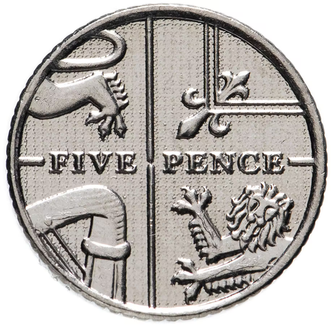 5 пенсов (pence) 2011-2012 "Фрагмент щита" Великобритания (случайный год)