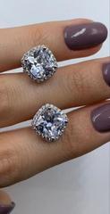 4734- Пусеты CARATS квадратные, из серебра с цирконами