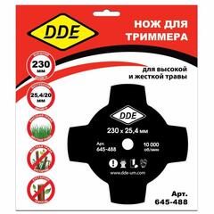 Нож для триммера DDE GRASS CUT 4-хлопастной, 230 х 25,4 мм  (толщина = 1,4 мм)