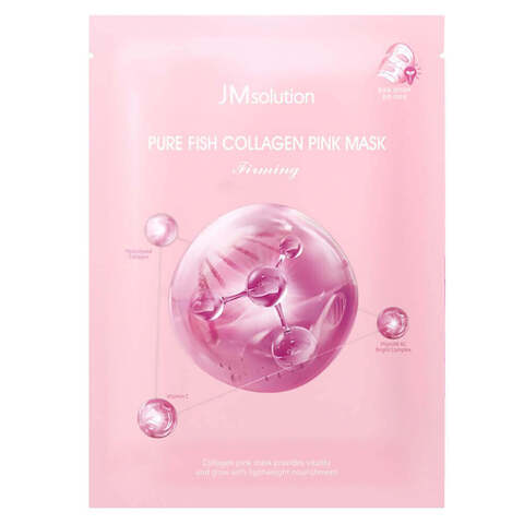 JMsolution Pure Fish Collagen Pink Mask укрепляющая маска с коллагеном и витамином С для сияния кожи