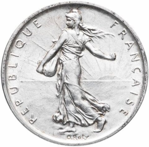 Франция 5 франков 1970-1996 (случайный год) VF-AU