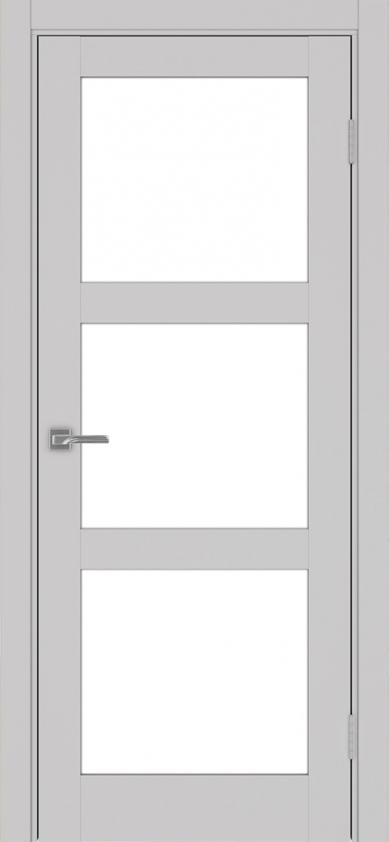 Дверь межкомнатная Оптима Порте Турин 530.222, цвет пепельный, экошпон, стекло лакобель белое