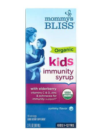 Mommy's Bliss Органический сироп бузины + повышение иммунитета, 3 жидких унции (90 мл)