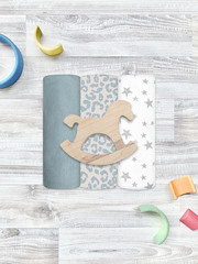 Сет из 3х пелёнок Mjölk Blue Leopard/Звёзды/Baby Blue