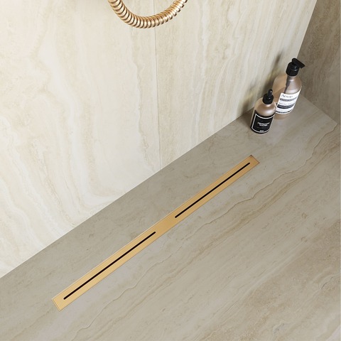 RGW 76215260-06 Душевой трап RGW SDR-52Gb-60 двухлинейный щелевой 600 Золото браш ? 50 мм сифон + ножки, под плитку