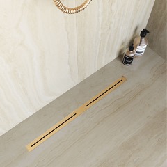 RGW 76215260-06 Душевой трап RGW SDR-52Gb-60 двухлинейный щелевой 600 Золото браш ? 50 мм сифон + ножки, под плитку фото