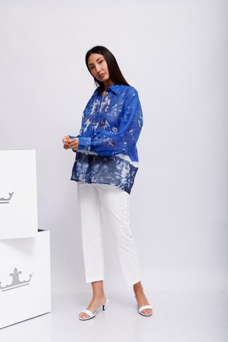 Ermanno Firenze Рубашка из рами с абстрактным узором в стиле тай-дай