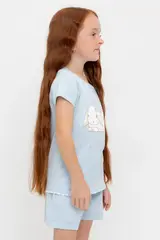 фуфайка  для девочки  КР 302748-1/голубой,любимые ромашки к563