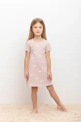 сорочка  для девочки  К 1154/пыльный персик,зайчики