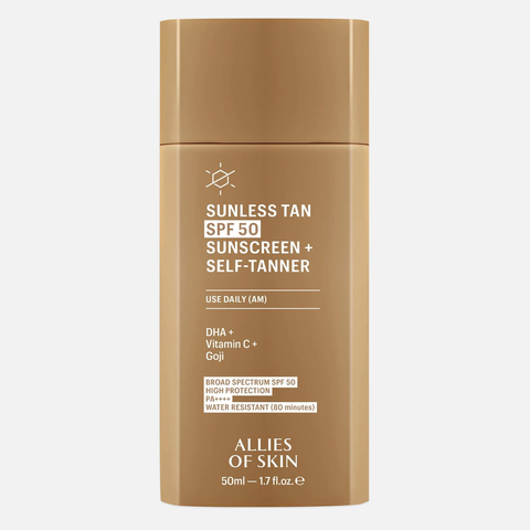 ALLIES OF SKIN Sunless Tan SPF 50 Sunscreen + Self-Tanner Крем автозагар для лица с SPF 50 и антиоксидантами, 50 мл