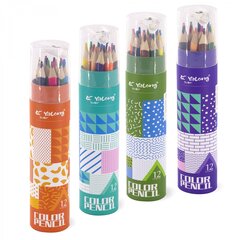 
          Карандаши цветные Yalong 12 цв., "Geometric shapes", деревянные, трехгранные, заточенные, точилка, грифель 3.0 мм, картон. тубус