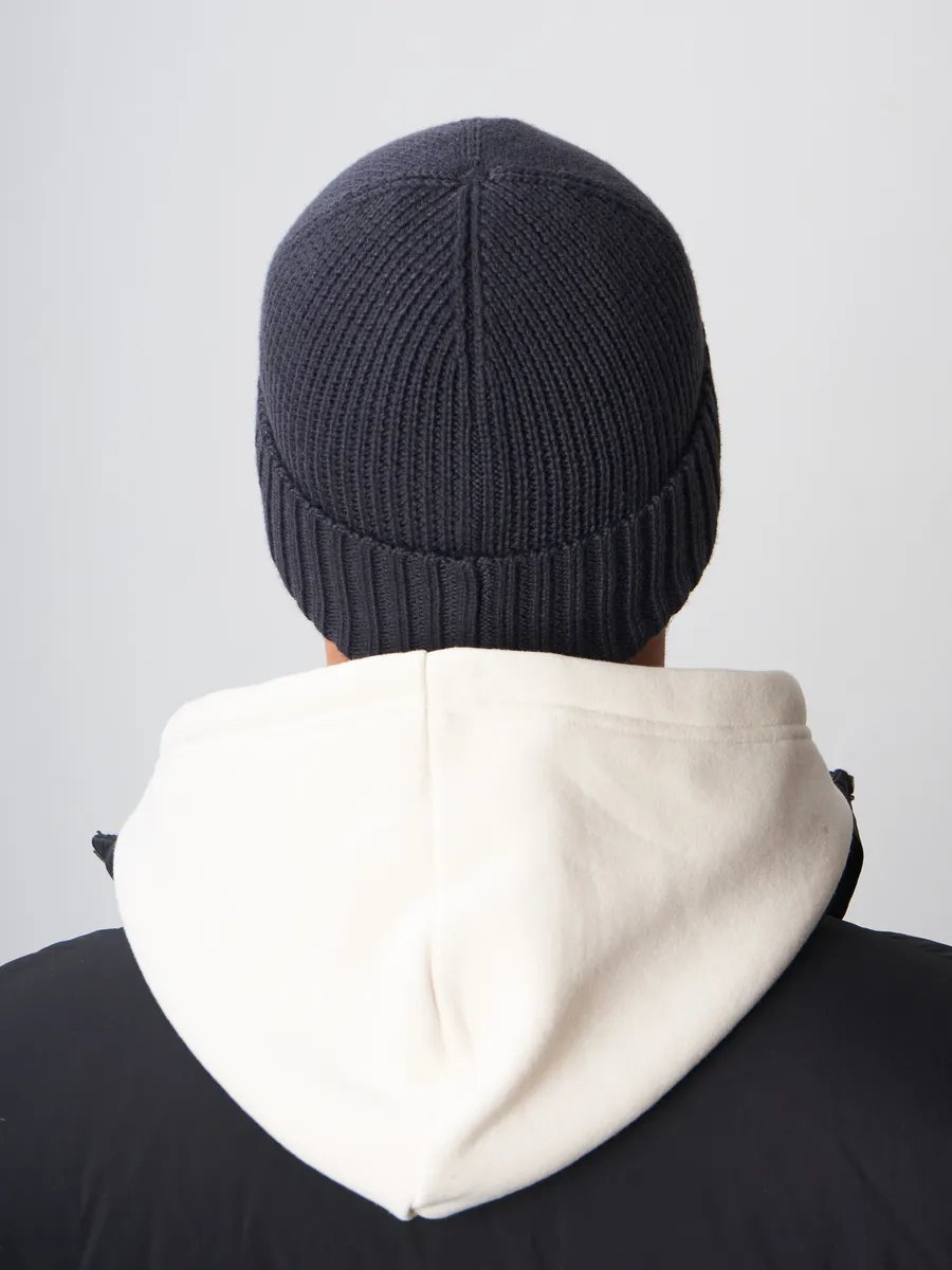 Шапка зимняя на флисе вязаная бини