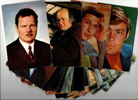 №50 Открытки Артисты и актёры СССР 1970–1980-е г. 25 штук. Цветные, чистые, без повторов