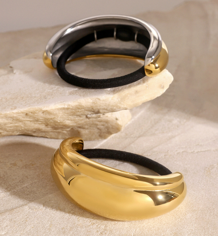Резинка для волос металлическое полукольцо «BIG HAIR CUFF», золото/серебро