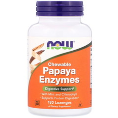 Now Foods, Жевательные ферменты папайи, 180 пастилок