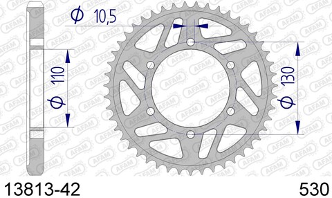 13813-42 звезда задняя (ведомая) алюминиевая, 530, AFAM (JTA479.42)