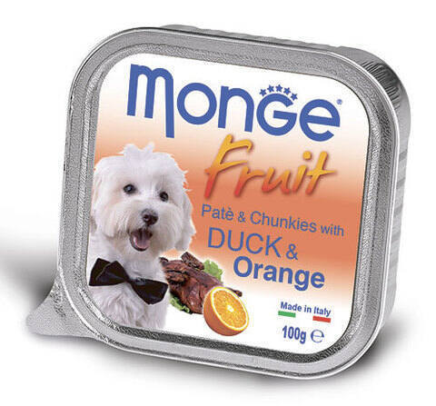 Купить консервы Monge Fruit Duck & Orange паштет для собак утка с апельсином  100г