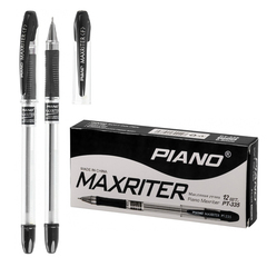 Ручка шариковая, масляная, Piano, чёрные чернила, серия "Maxriter", прозрачный корпус, 12 шт
