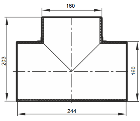 Тройник Т-образный 160 мм пластик