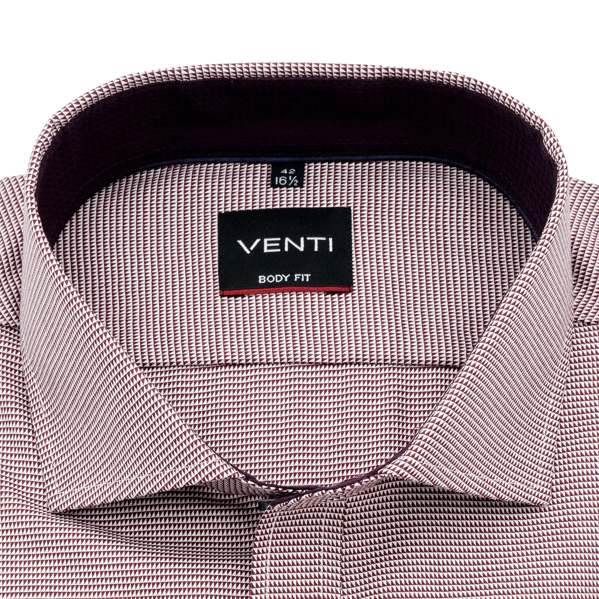 Рубашка Venti Body Fit 193278200-400 из структурной ткани в винно-коричневой гамме