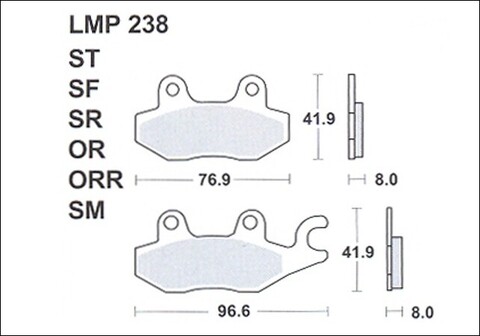 Колодки дискового тормоза AP Racing LMP238 ST  (FDB631 / FA165)