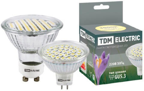 Лампа светодиодная MR16-3 Вт-220 В -4000 К–GU 5,3 SMD TDM