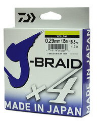 Купить шнур плетеный Daiwa J-Braid X4 135м 0,29мм желтая