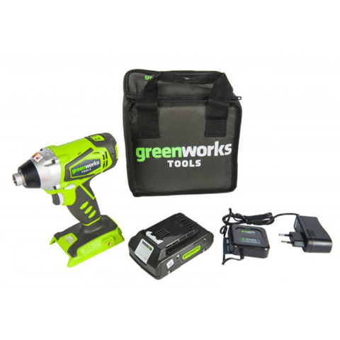 Гайковерт ударный Greenworks 24В c 1хАКБ 2 А.ч. и ЗУ(0,5 А) в сумке