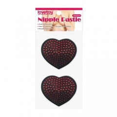 Сатиновые пэстисы на соски в виде сердечек со стразами (многоразовые)