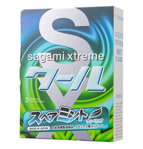 Презервативы Sagami Xtreme Mint с ароматом мяты - 3 шт. - Sagami Sagami Xtreme Mint №3