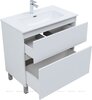 Aquanet 345382 Тумба с раковиной Вега 80 (Flat) напольная 2 ящ. цв. белый глянец (345382)
