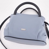 Сумка Саломея 278 гладкий серо-голубой + черный