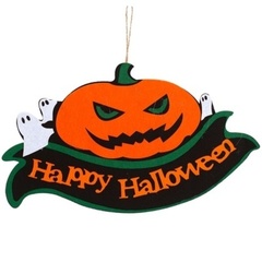 Баннер фетровый, Happy Halloween, Тыква злая, 38*23 см, 1 шт.