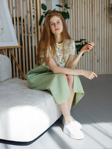 Платье льняное двуцветное Anna A.