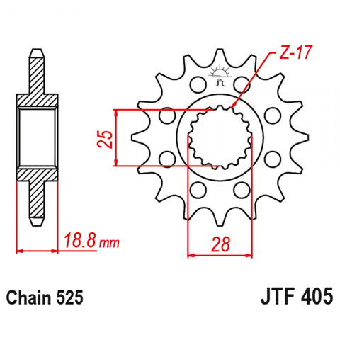 Звезда передняя под 525 цепь JTF405 20 зубьев