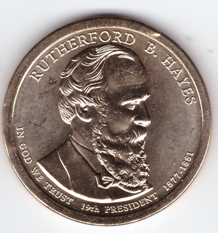 США. 1 доллар. Президенты. №19. 2011. Rutherford B. Hayes / Ратерфорд Хейз. P. UNC
