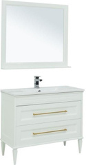 Aquanet 281192 Набор мебели Бостон М 100 белый (ручки золото) (лит. мрамор) (281192) фото