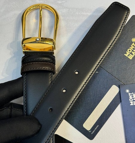 Двусторонний ремень Montblanc из кожи черного цвета 35мм