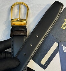 Двусторонний ремень Montblanc из кожи черного цвета 35мм