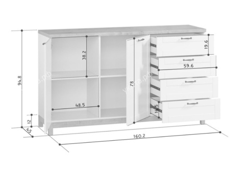 Комод Равенна-2 Plain (161*45*95 см) - купить 3