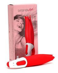 Красный вибратор Satisfyer Vibes Power Flower с лепестками - 18,8 см. - 