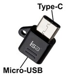 Переходник OTG Micro USB на Type-C ISA P-26 с ремешком (Черный)