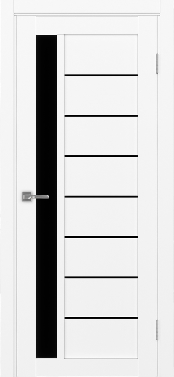 Дверь межкомнатная Оптима Порте Турин 554.21, цвет белый снежный, экошпон, стекло лакобель черное