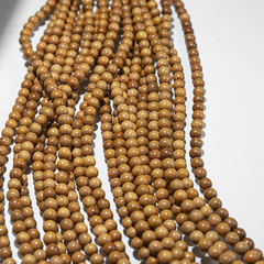 Сандал натуральный, бусины в форме шара, 6мм