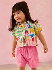 Рубашка и шорты в комплекте для девочки Next E79-496, Розовый, Белый