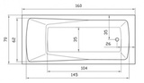 Прямоугольная акриловая ванна АВЕНТУРА 160