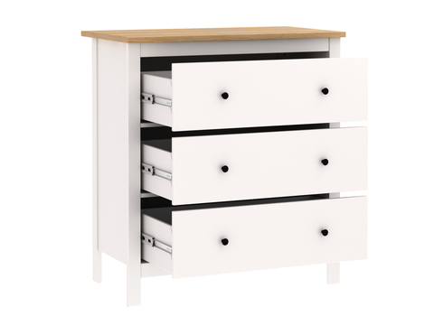 Комод Сага 3 ящика, 92*51*100,7 см, белый/ясень